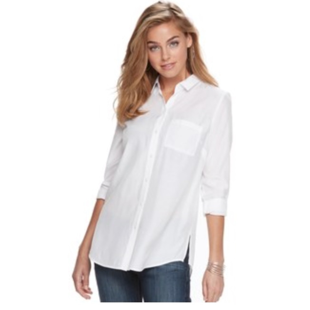 Apt 9 White Button Down Blouse